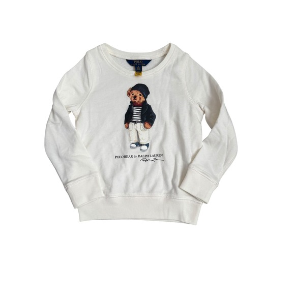 Polo Ralph Lauren Other - Polo Ralph Lauren Polo Bear French Terry Sweatshirt Cream Pullover Girls Size 5